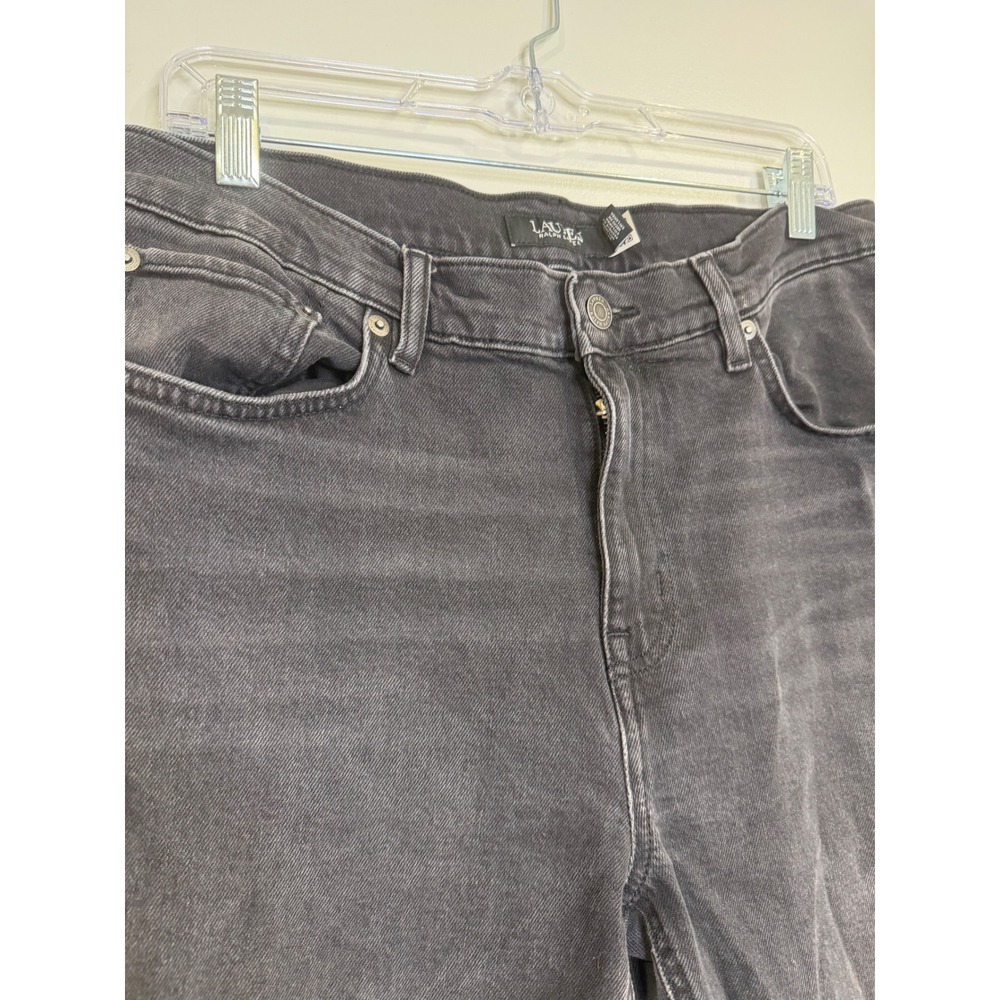 Lauren Ralph Lauren Black Womens Jeans 12 Straight‎ Grunge Denim High Rise Edgy - Picture 2 of 14
